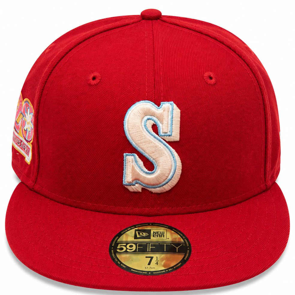 Seattle Mariners Red New Era 59FIFTY fitted hat - side view