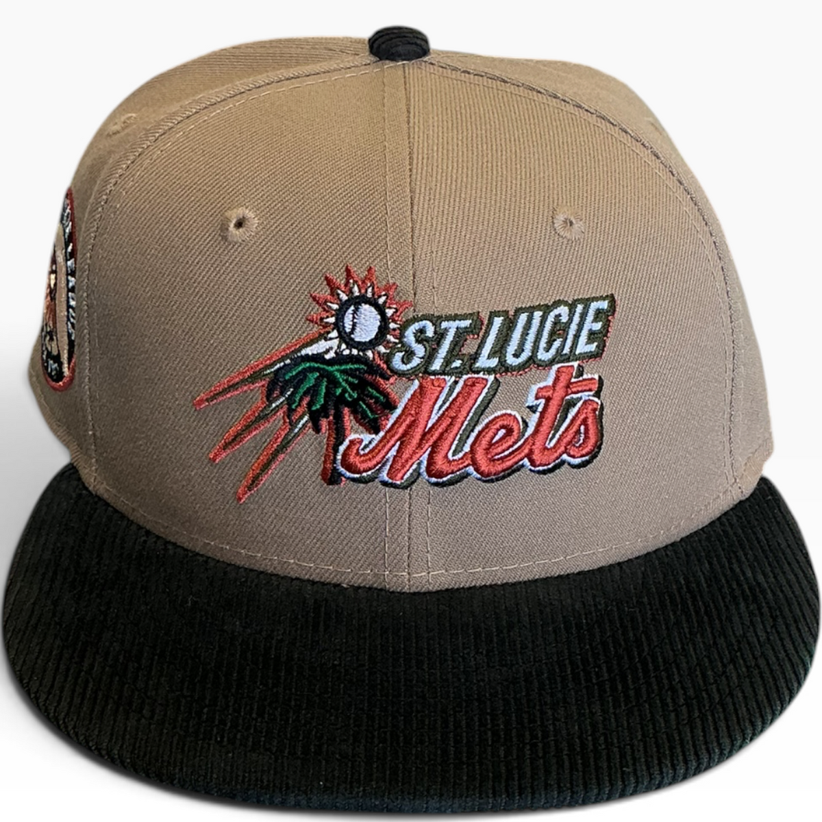 St. Lucie Mets Tan/Black New Era 59FIFTY fitted hat - side view