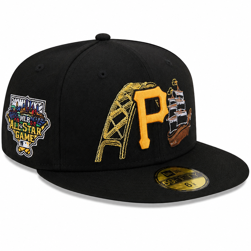 Pittsburgh Pirates gold bridge and ship 59FIFTY fitted hat – view 1