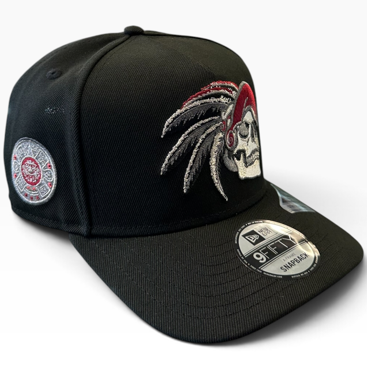 Black Skull Warrior red headdress New Era 9FIFTY A-Frame snapback hat - front view