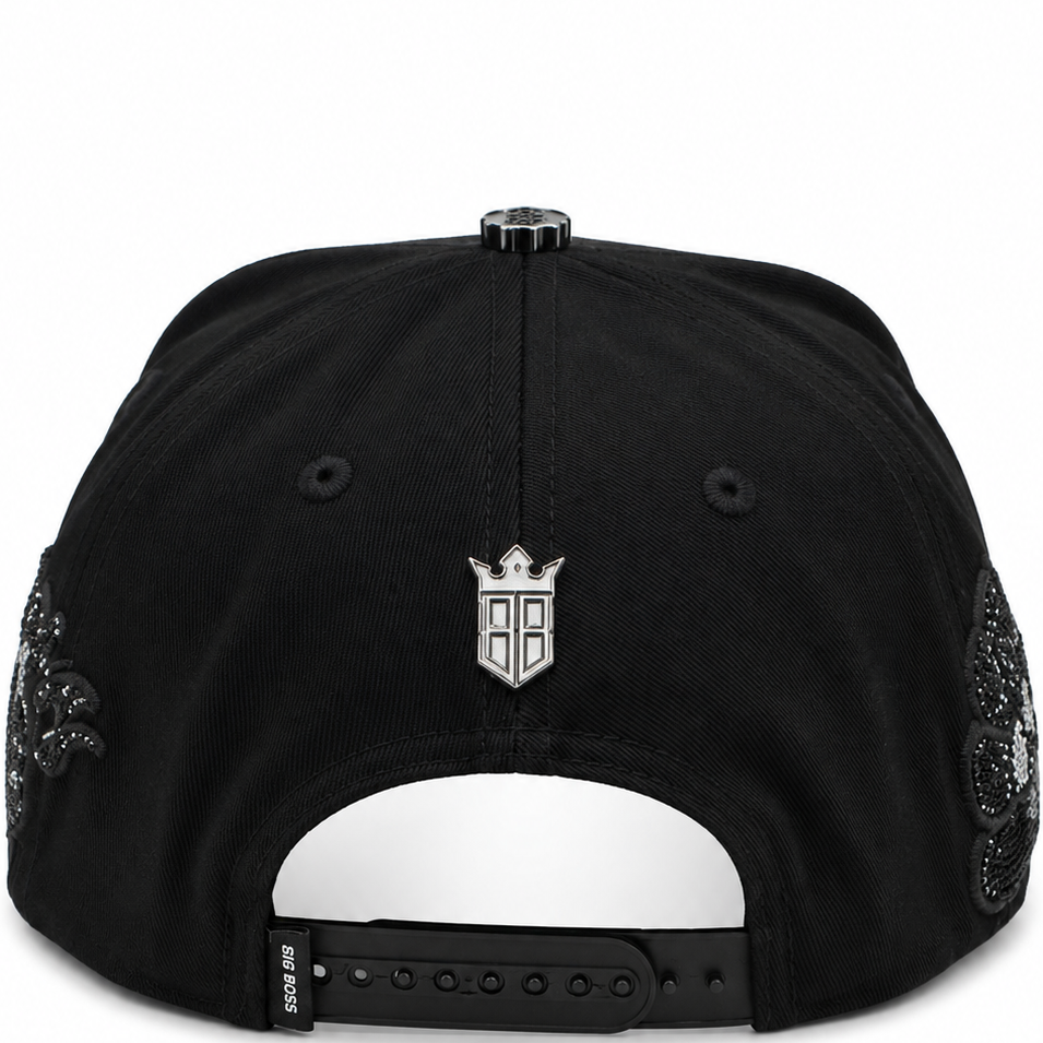 Black rhinestone B luxury snapback - back view