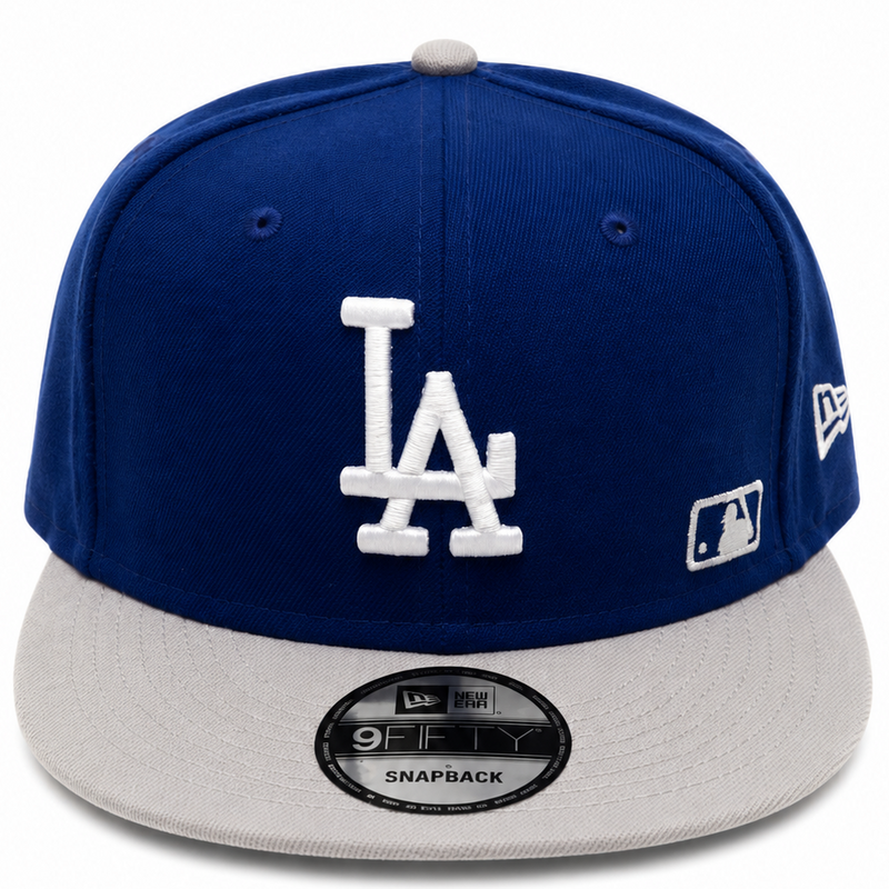 Dodgers royal blue snapback with gray brim and green undervisor - alternate view