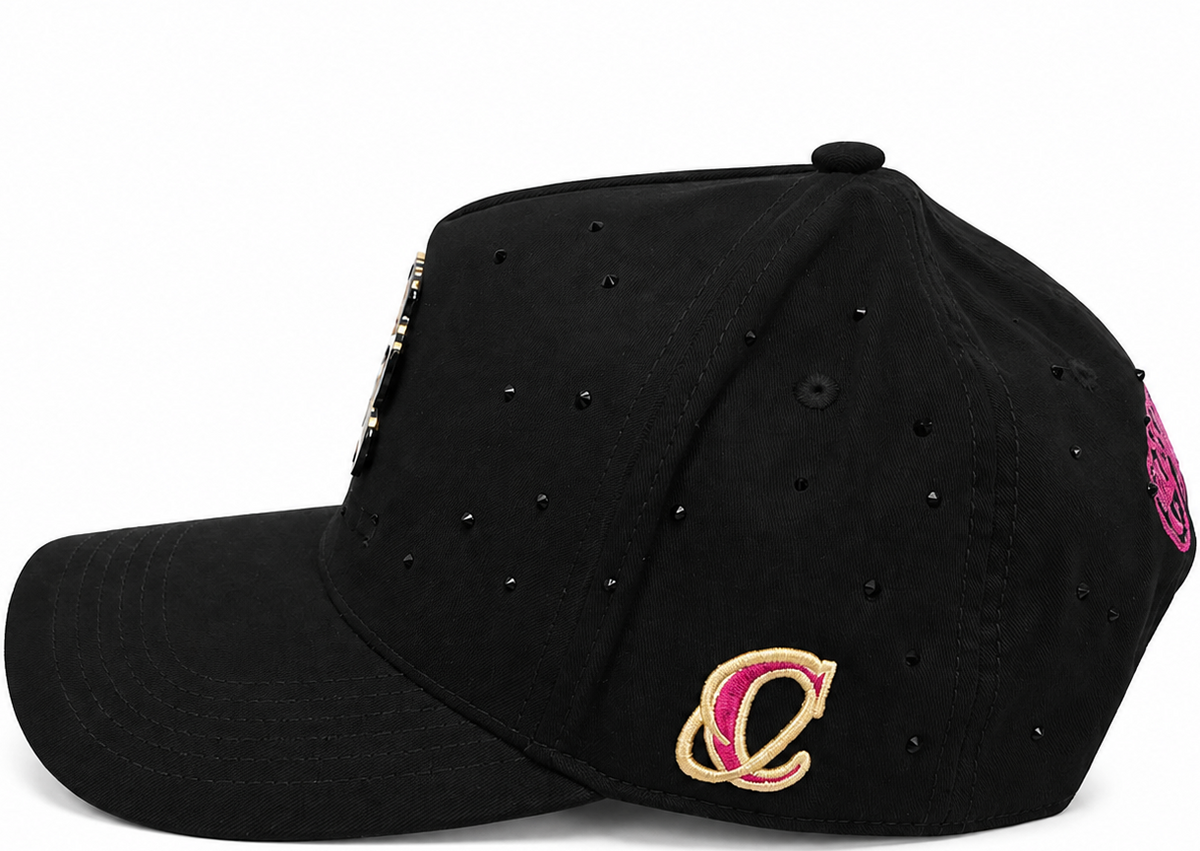 Cash Only Money Bear cap with pink underbrim - detail view