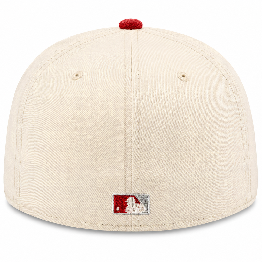 Anaheim Angels cream/black New Era 59FIFTY fitted hat - back view