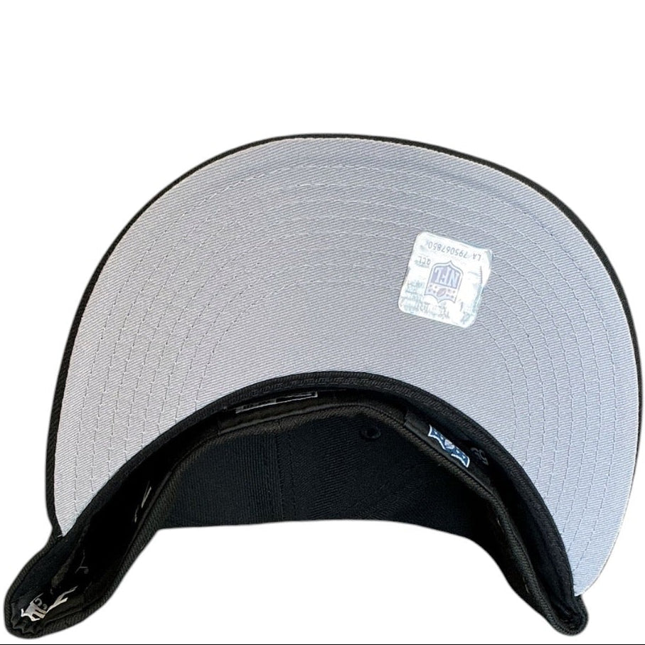Kansas City Chiefs black flame design New Era 59FIFTY fitted hat - front view