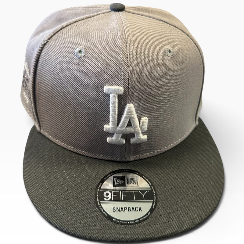 Los Angeles Dodgers gray and black New Era 9FIFTY World Series snapback hat - front view