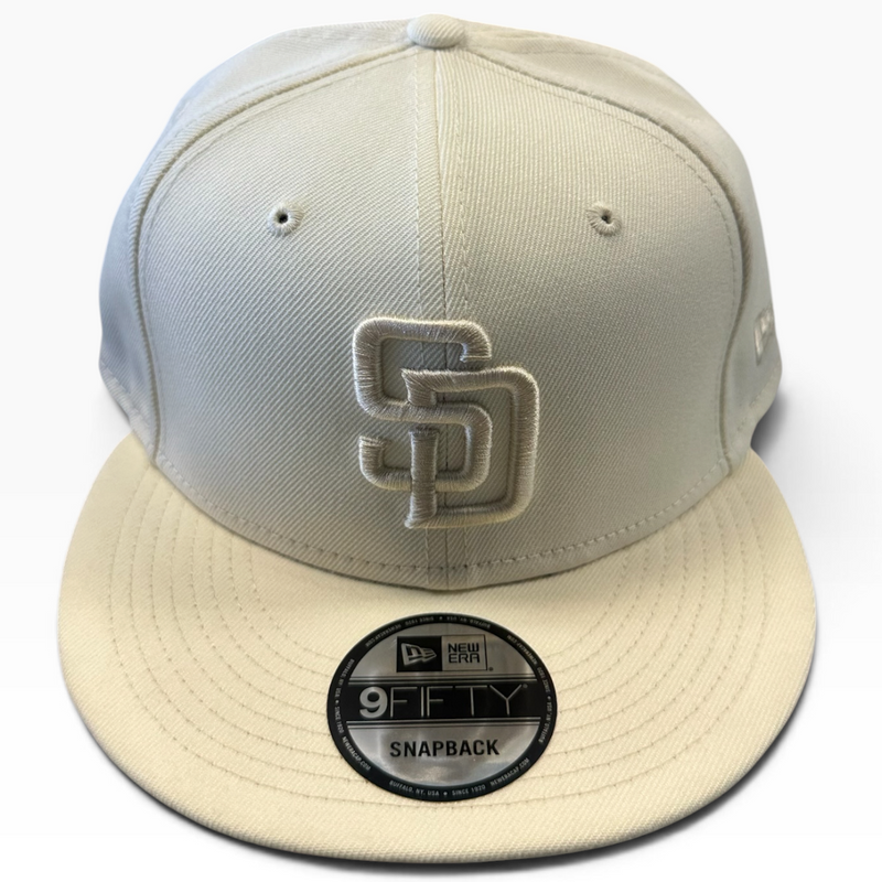San Diego Padres cream and light gray New Era 9FIFTY snapback hat - front view