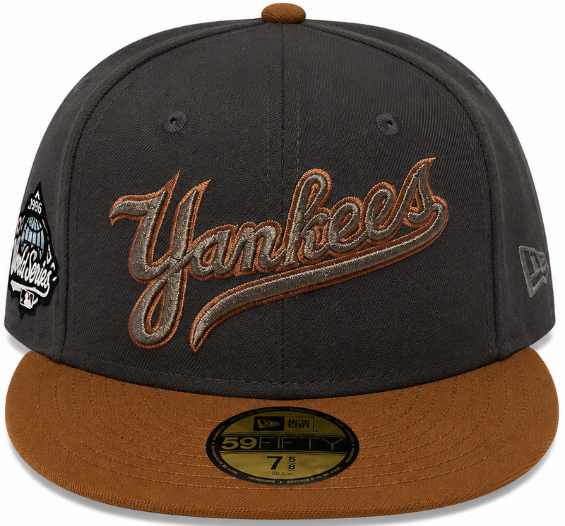 New York Yankees charcoal and brown New Era 59FIFTY fitted hat - front view