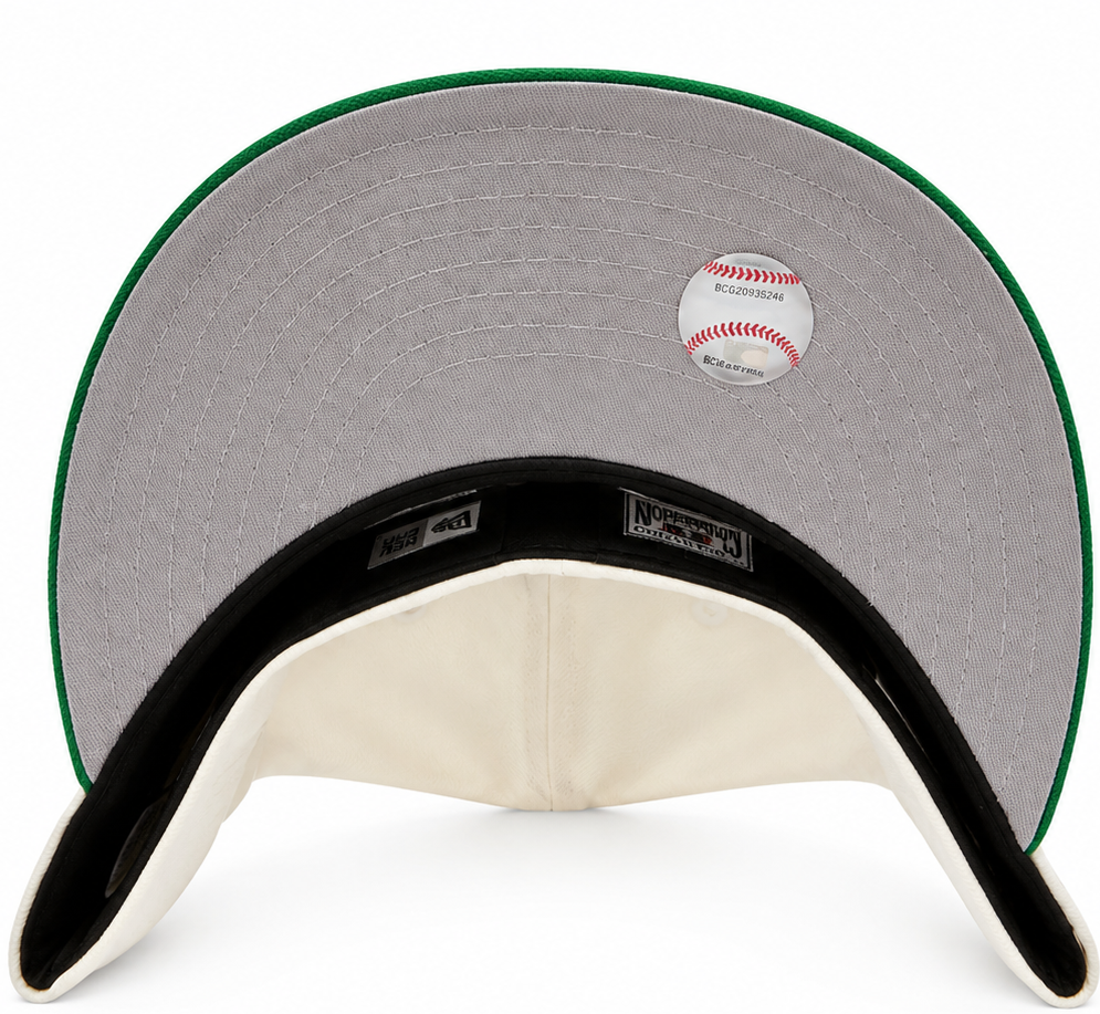 Minnesota Twins cream/green New Era 59FIFTY fitted hat - detail view