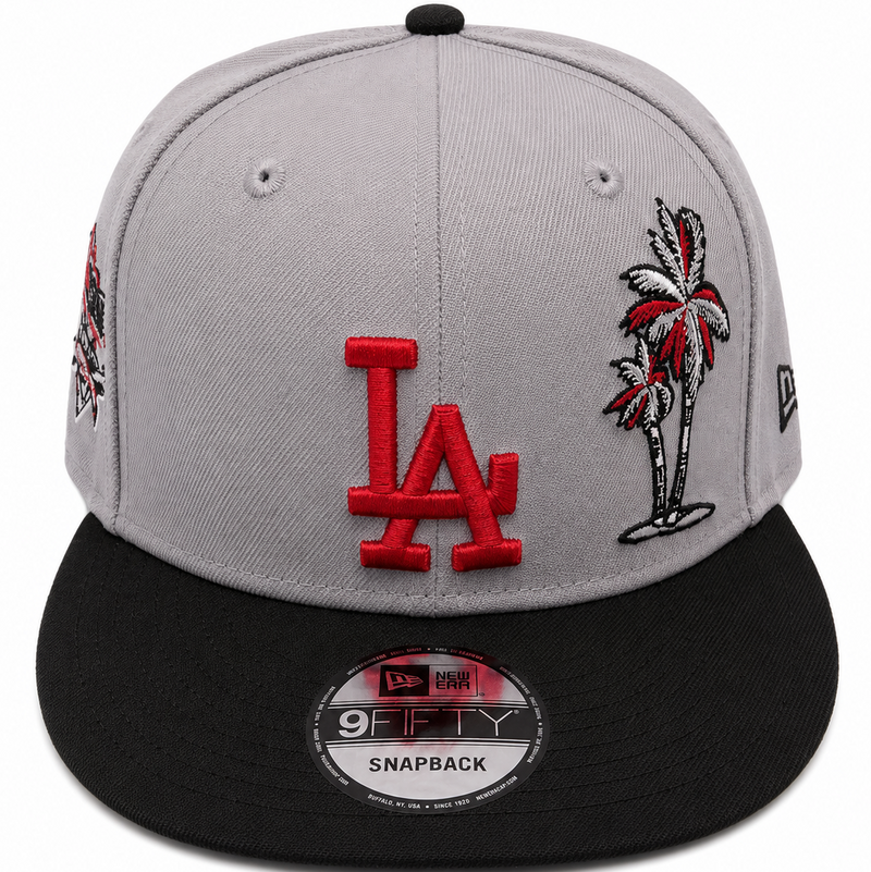 LA palm trees snapback with red, black and white palm graphics - alternate view