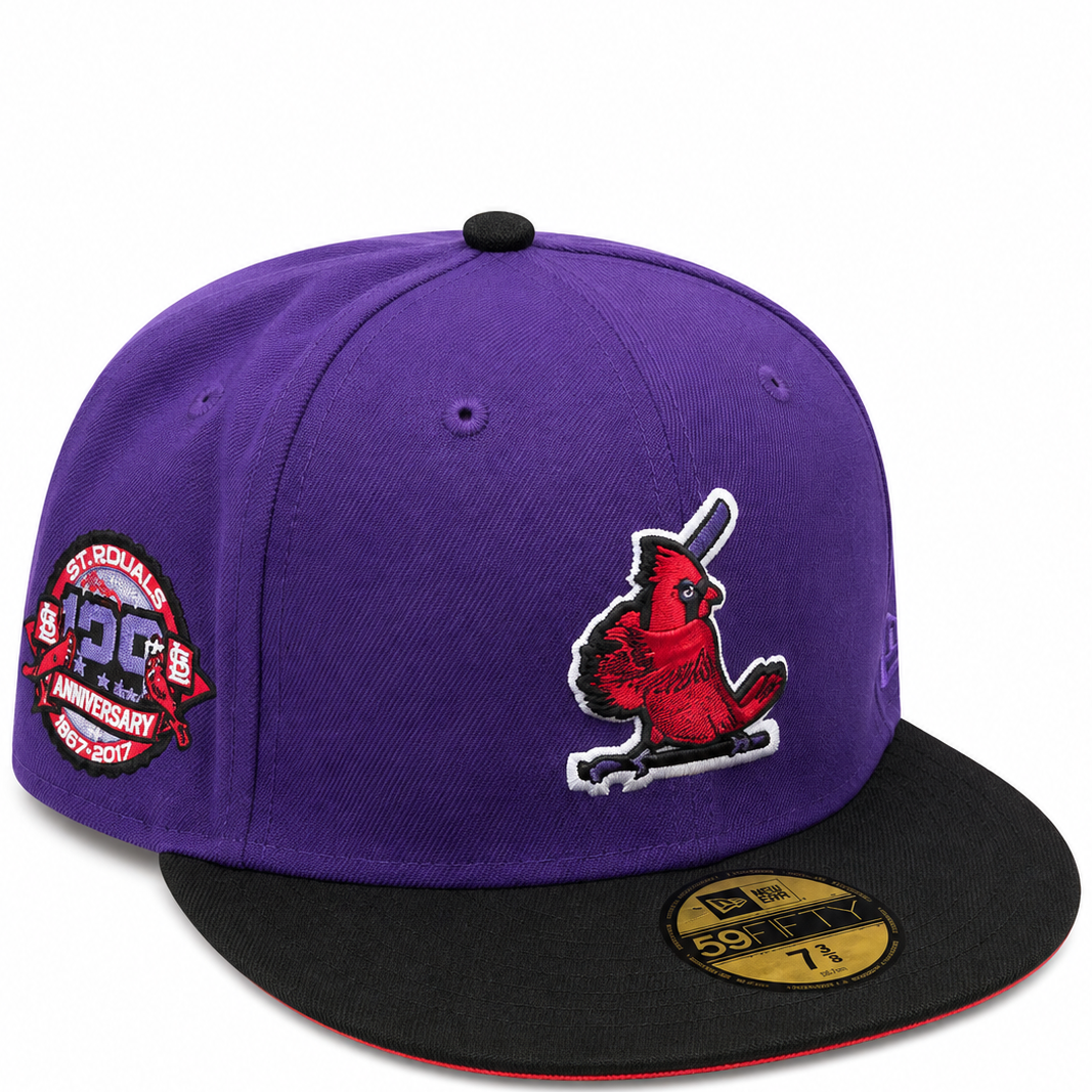 St. Louis Cardinals purple and black New Era 59FIFTY fitted hat - side view
