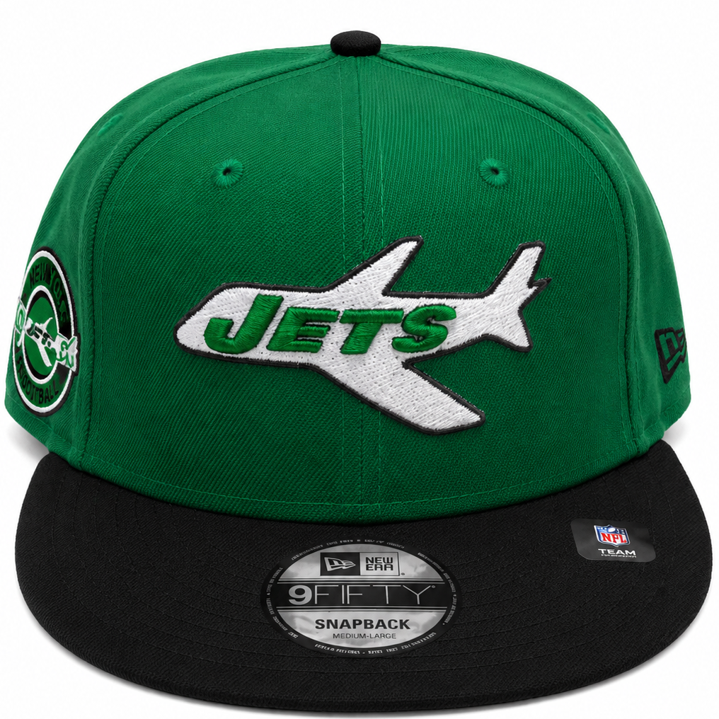 Jets vintage green and black snapback - back view