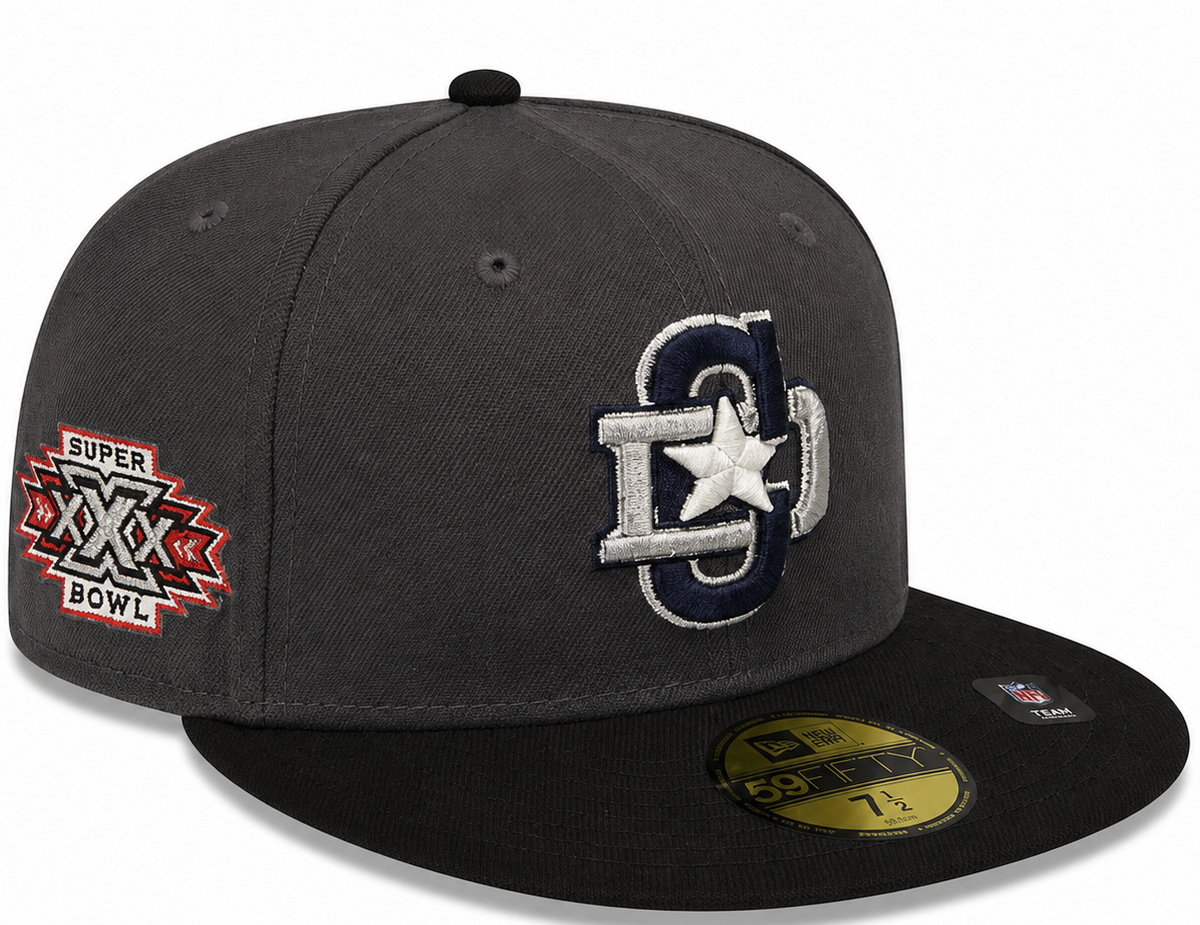 Dallas Cowboys SD Star dark gray and black New Era 59FIFTY fitted hat - side view