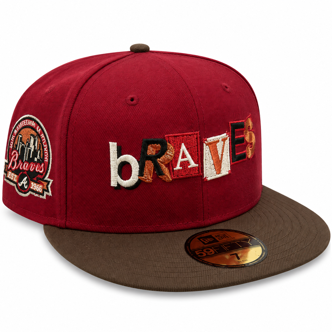 Atlanta Braves Maroon/Brown New Era 59FIFTY fitted hat - front view