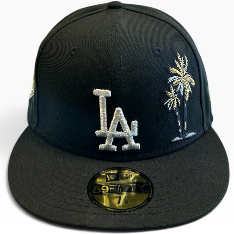 Los Angeles Dodgers Black/Gold New Era 59FIFTY fitted hat - side view