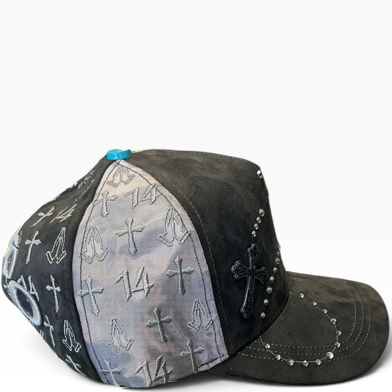 14 cross suede snapback - back view