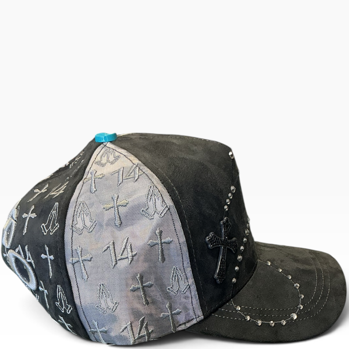 14 cross suede snapback - back view