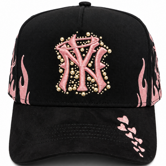 Black & Pink Cupid Flame Cap – front view