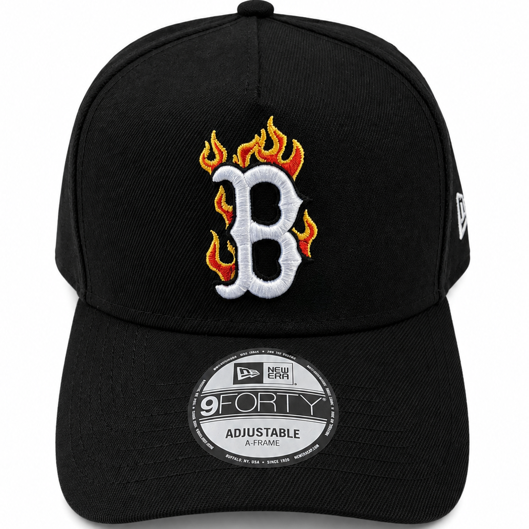 New Era Boston Red Sox 9FORTY A-Frame Black Flame Cap – front view