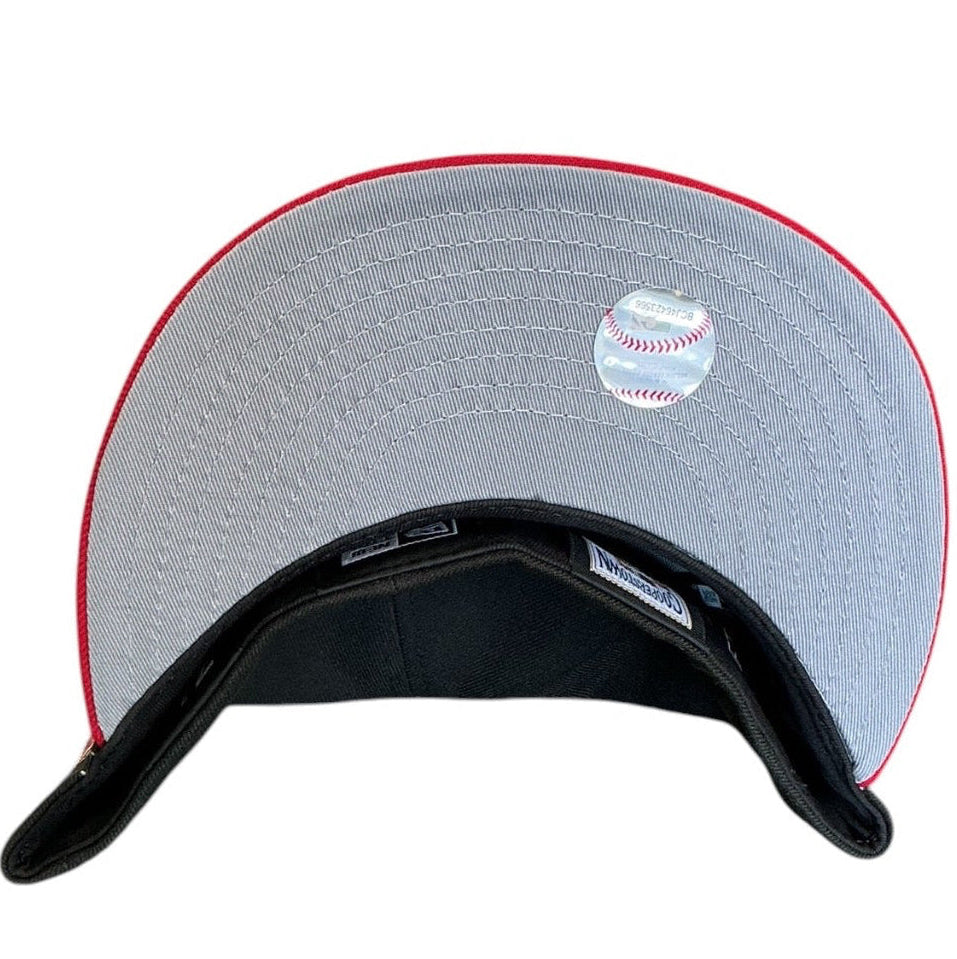 Seattle Mariners black and red 25th Anniversary New Era 59FIFTY fitted hat - front view