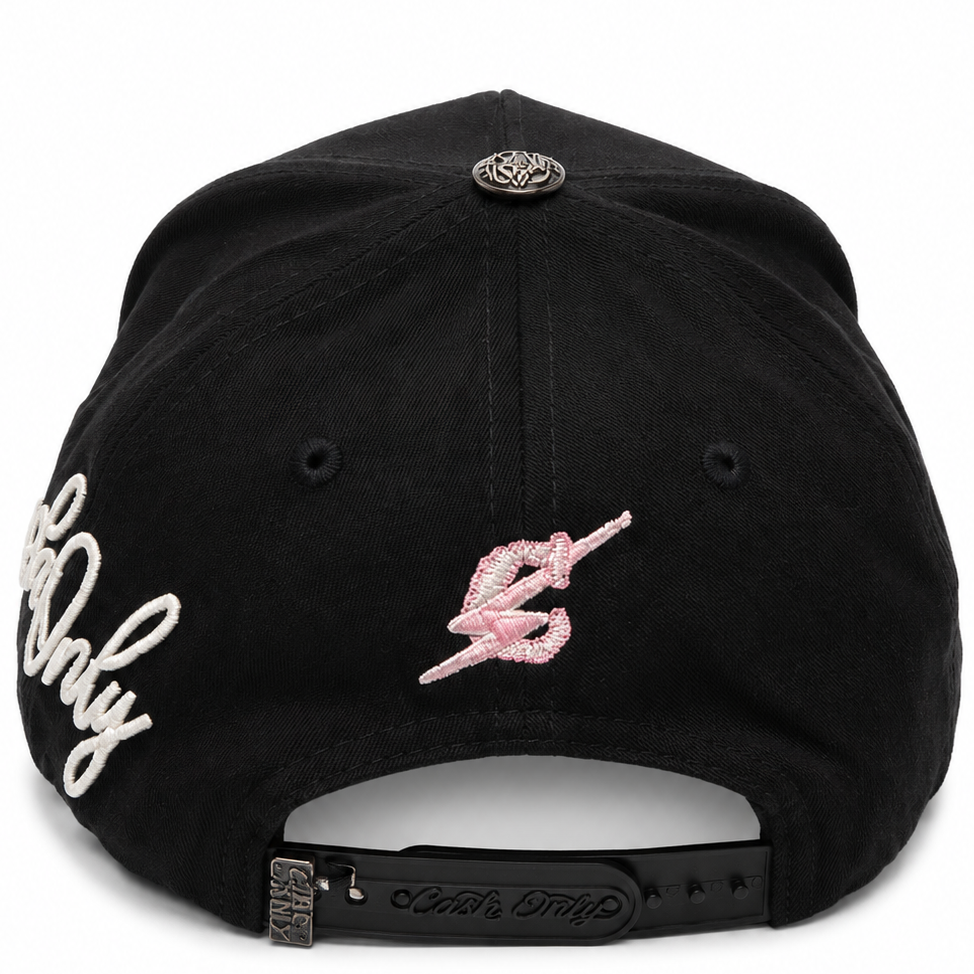 Cash Only black and pink cap - back view