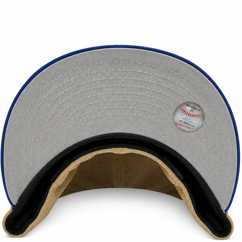 Texas Rangers Tan / Royal Blue New Era 59FIFTY fitted hat - front view