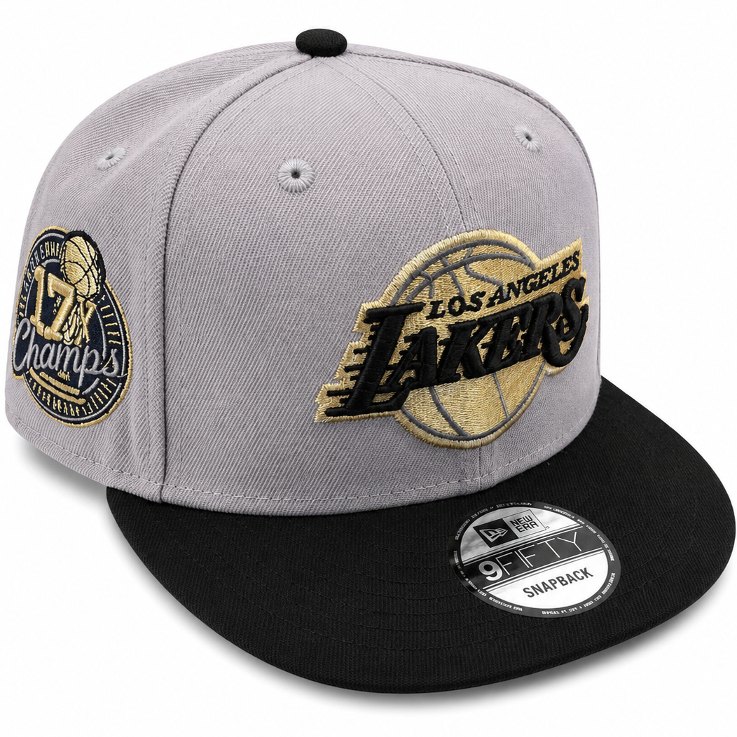 Lakers 17X Champions snapback with championship side patch - side view
