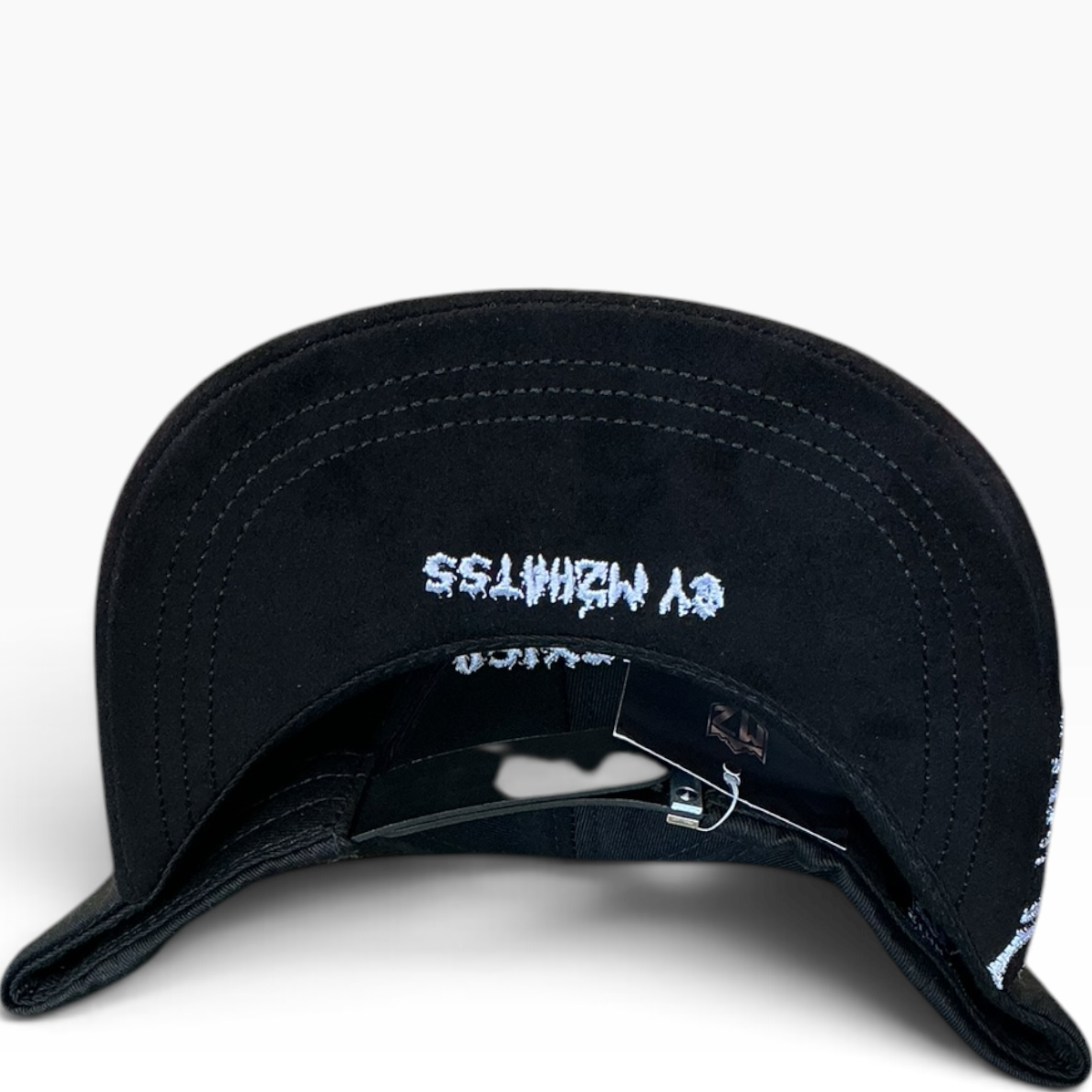 MZ Hats black Mexico silver flame rhinestone snapback hat - front view