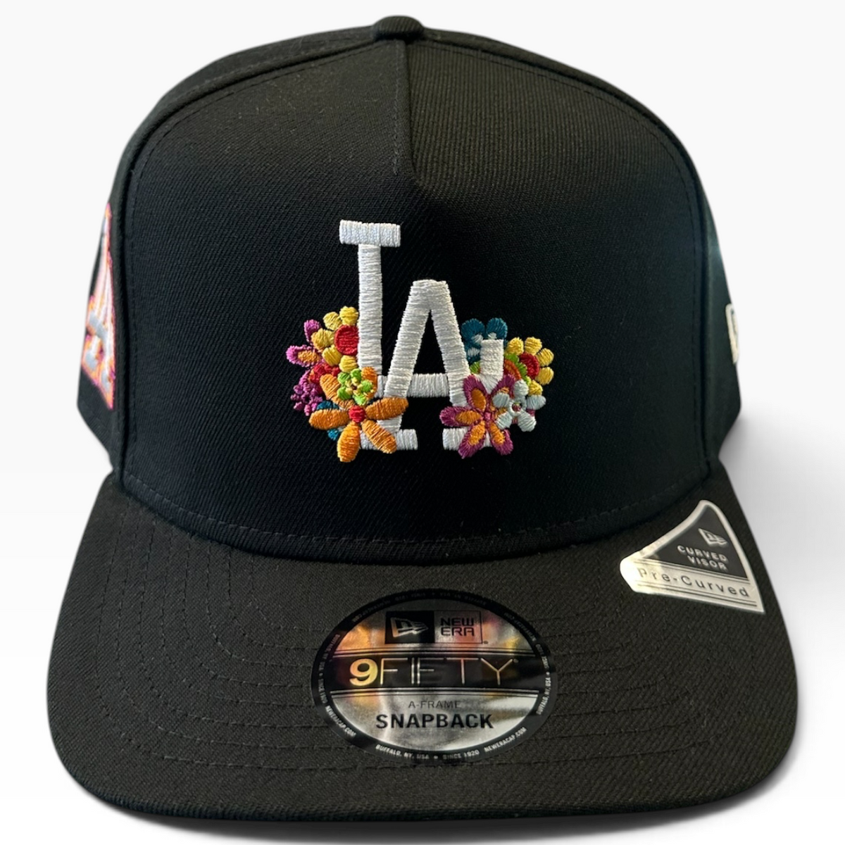 Los Angeles Dodgers Floral Black New Era 9FIFTY A-Frame snapback hat - side view