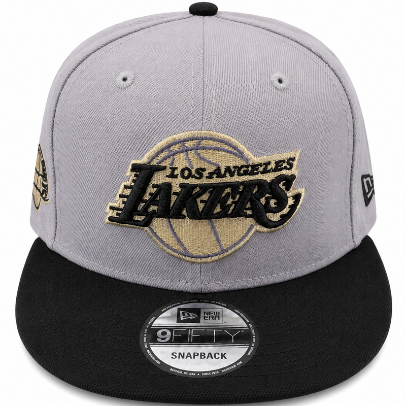 New Era Los Angeles Lakers 17X Champions gray and black 9FIFTY snapback hat - front view