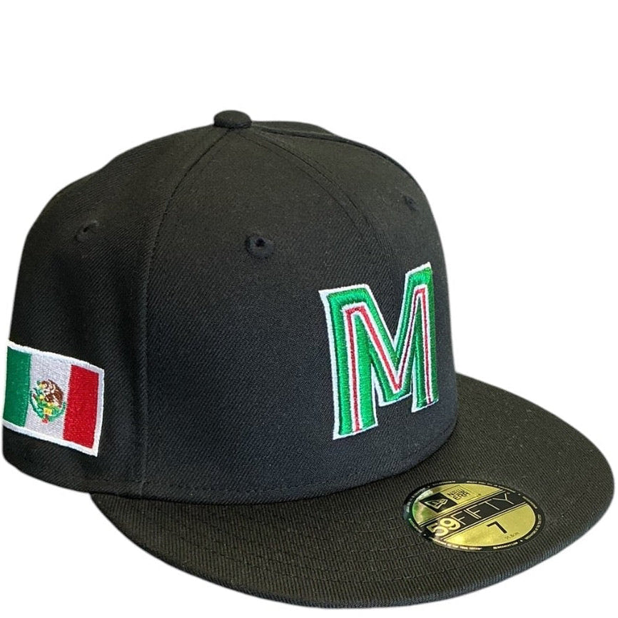 Mexico Baseball black Mexican flag New Era 59FIFTY fitted hat - back view