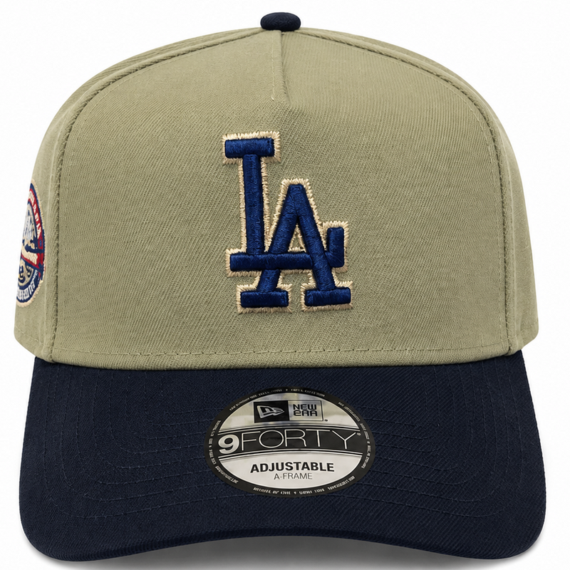 Los Angeles Dodgers olive and navy New Era 9FORTY A-Frame adjustable hat - side view