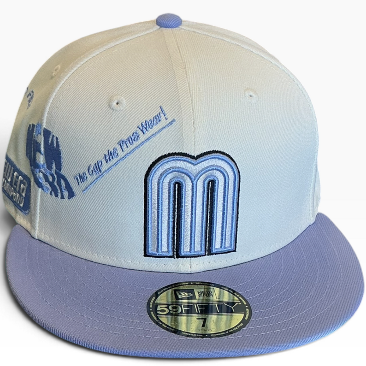 Heritage M Cream & Lavender New Era 59FIFTY fitted hat - detail view