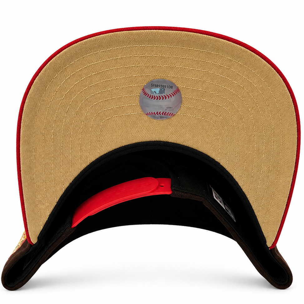 Los Angeles Dodgers brown and red Sugar Skull New Era 9FIFTY A-Frame snapback hat - back view