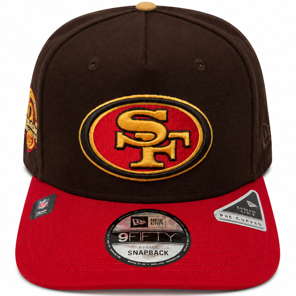 San Francisco 49ers brown and red 60 Seasons New Era 9FIFTY A-Frame snapback hat - side view