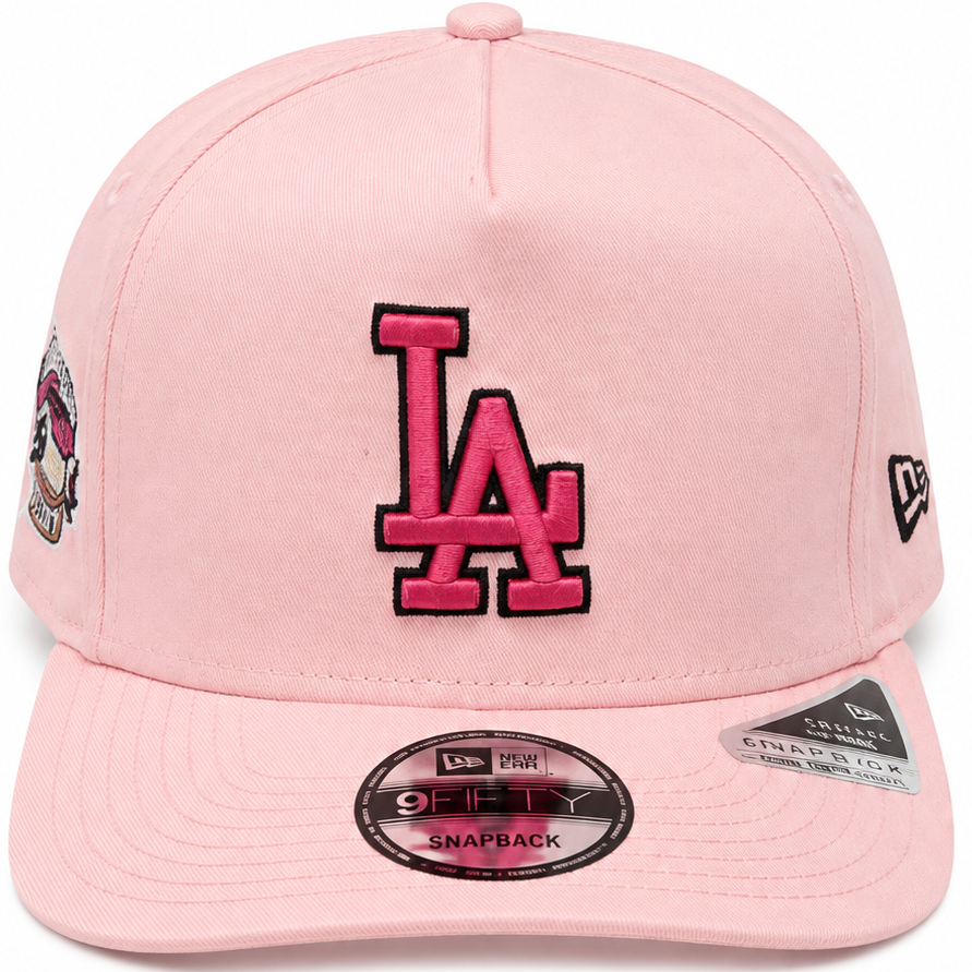 Los Angeles Dodgers pink New Era 9FIFTY snapback hat - back view