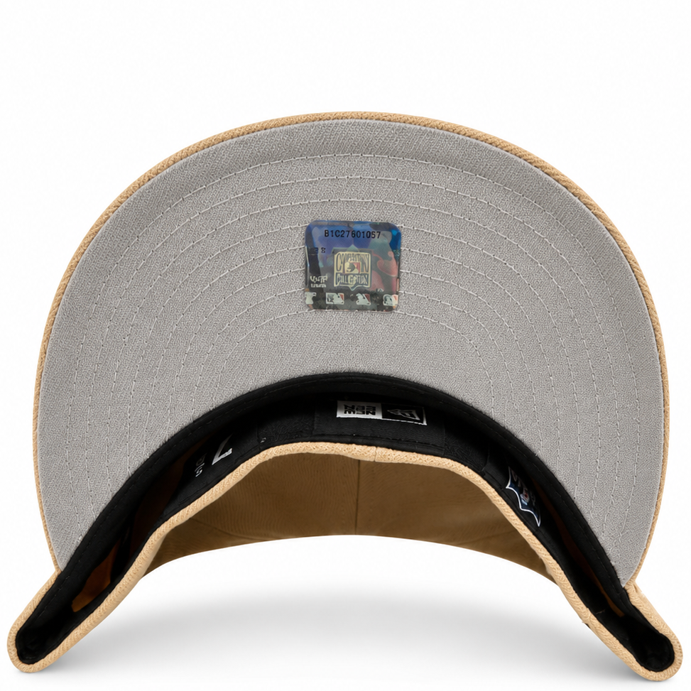 Las Vegas Raiders tan New Era 59FIFTY fitted hat - front view