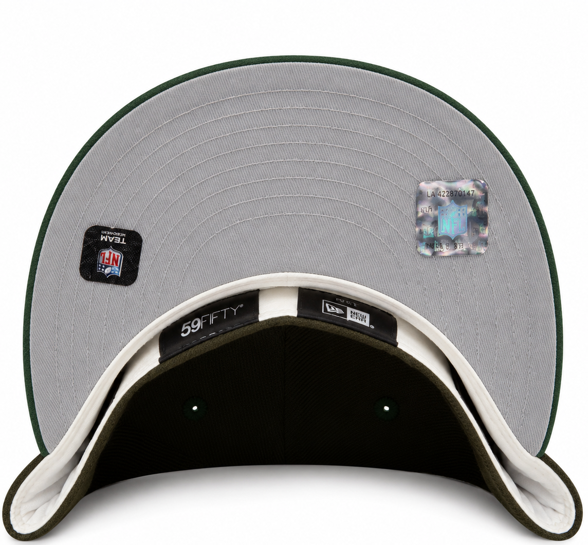 Las Vegas Raiders Brown & Green New Era 59FIFTY fitted hat - back view