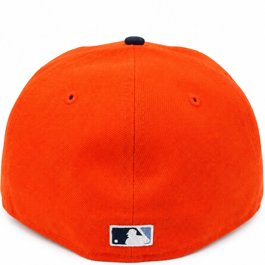 Florida Marlins orange and navy World Series New Era 59FIFTY fitted hat - front view