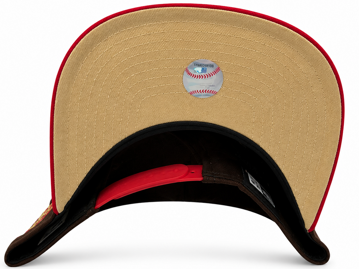 Los Angeles Dodgers brown and red Rose 60th Anniversary New Era 9FIFTY A-Frame snapback hat - side view