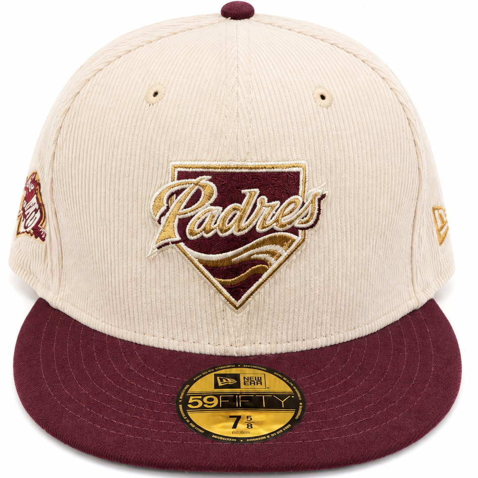San Diego Padres Cream / Burgundy New Era 59FIFTY fitted hat - side view