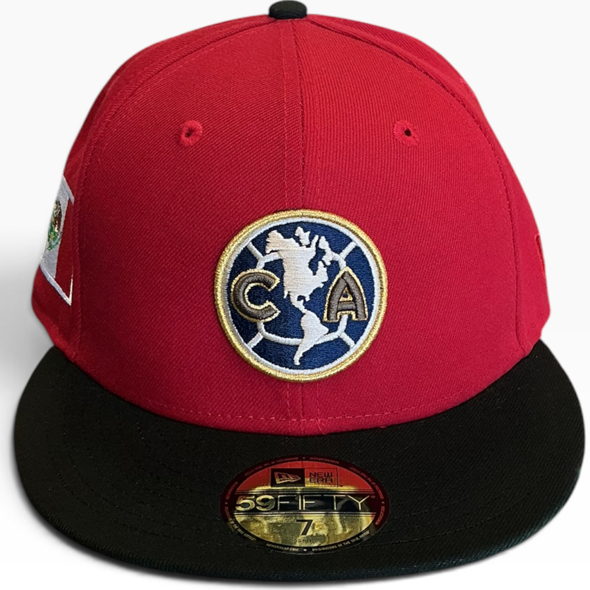 Club América red and black Mexico Flag New Era 59FIFTY fitted hat - back view