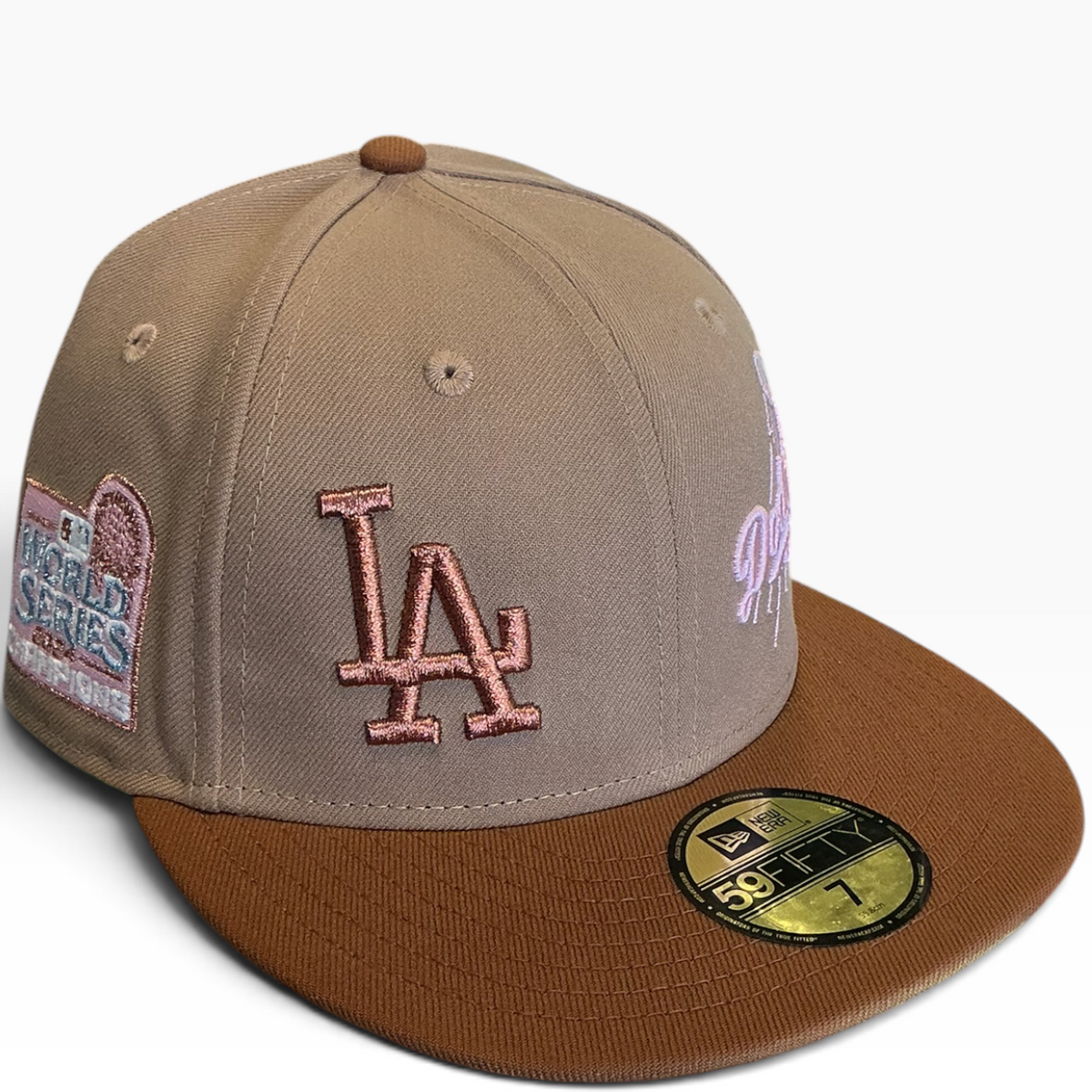Los Angeles Dodgers Tan & Brown New Era 59FIFTY fitted hat - front view