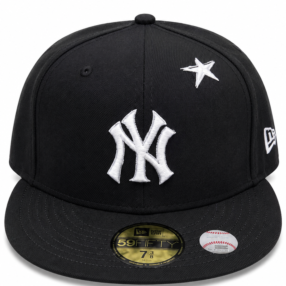 New York Yankees black and white New Era 59FIFTY fitted hat - detail view