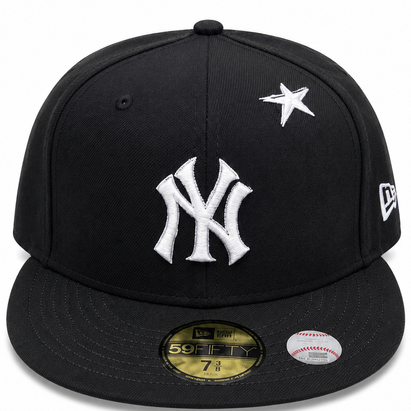 New York Yankees black and white New Era 59FIFTY fitted hat - detail view
