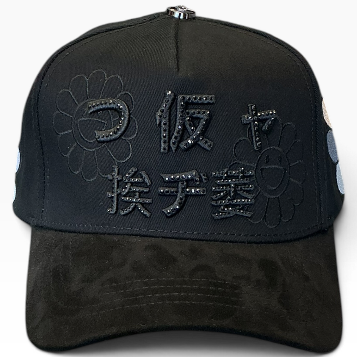 Rhinestone flower snapback - detail view