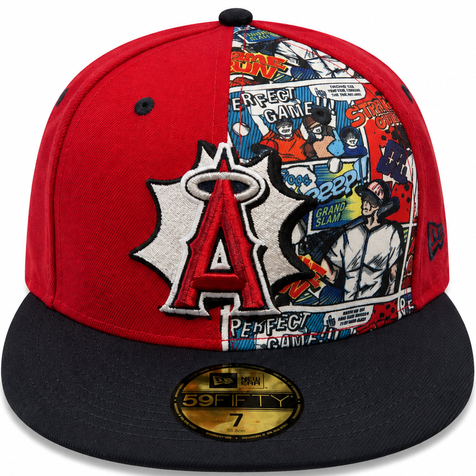 Los Angeles Angels Comic Panel Red New Era 59FIFTY fitted hat - side view