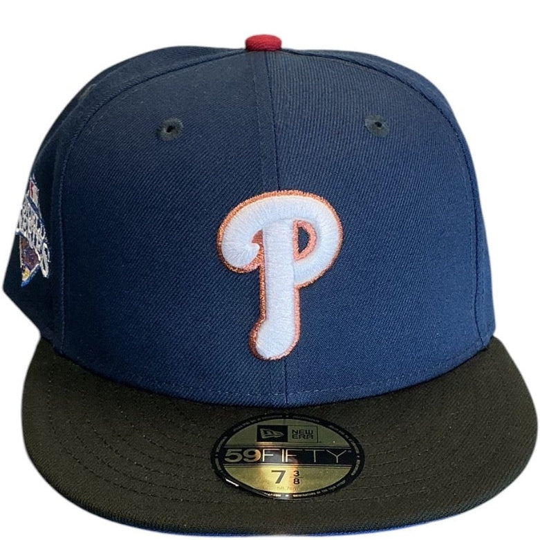 Philadelphia Phillies Navy & Black 2008 World Series New Era 59FIFTY fitted hat - side view