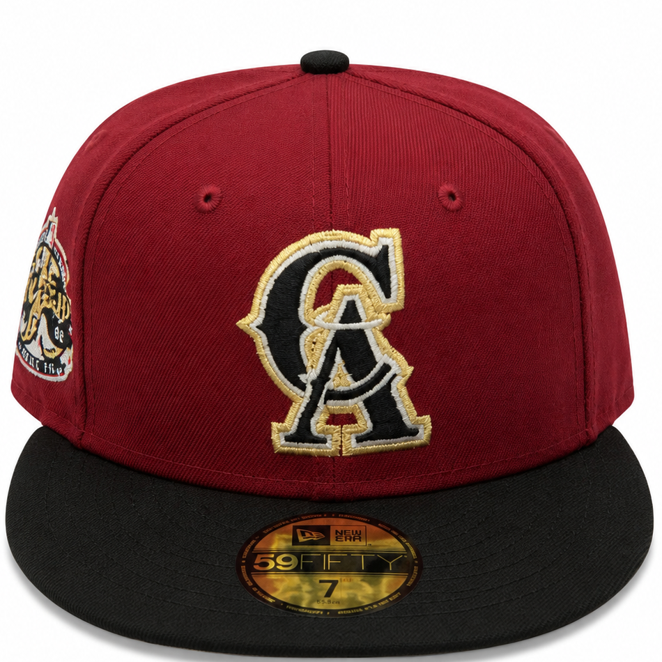 California Angels Burgundy / Black New Era 59FIFTY fitted hat - side view