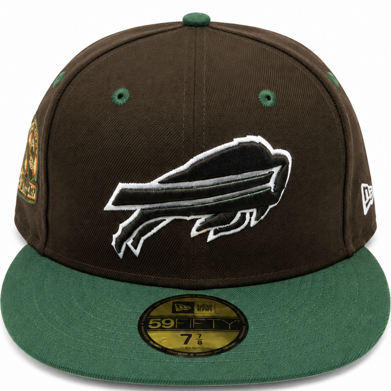 Buffalo Bills Brown & Green New Era 59FIFTY fitted hat - side view